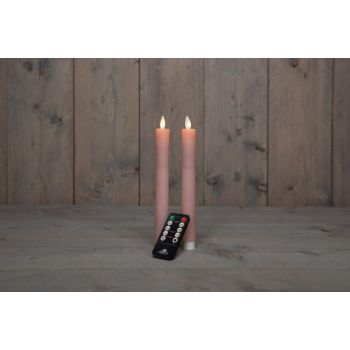 Collezione di candele da cena a LED con effetto fiamma rustica di Anna 23 cm rosa chiaro 2 pezzi