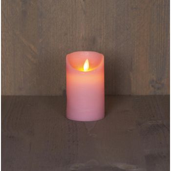 Collezione di candele a LED con effetto fiamma rustico Anna 7,5x12,5 cm rosa chiaro 1 pezzo