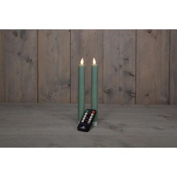 Collection de bougies LED effet flamme rustique Anna's 23 cm vert jade 2 pièces