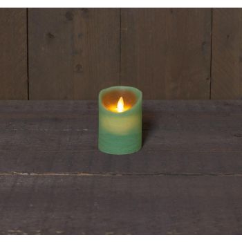 Colección de velas LED de efecto de llama rústico de Anna 7.5x10cm verde jade 1 pieza.