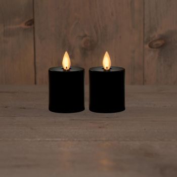 Collection de bougies LED votives d'Anna effet de flamme rustique noir set 8x4.5cm 2 pièces