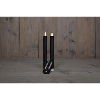 Bougies de dîner LED de collection d'Anna effet de flamme rustique 23 cm noir 2 pièces