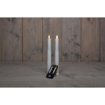 Collezione di candele da cena a LED con effetto fiamma rustica Anna, lunghezza 23 cm, perla, confezione da 2