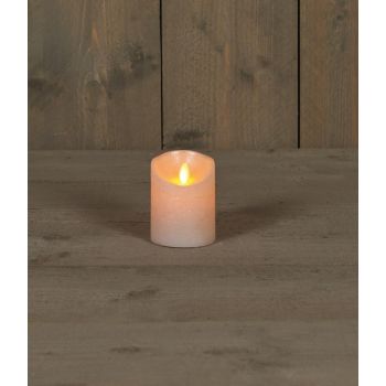 Collezione di candele a LED con effetto fiamma rustico 7,5x10cm perla 1 pezzo