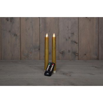 Colección de velas LED con efecto de llama para cenas de Anna, rústicas de 23 cm en color dorado, juego de 2 unidades.