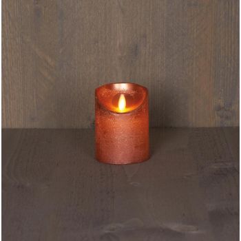 Collezione di candele a LED con effetto fiamma rustico Anna 7.5x10cm rame 1 pezzo.