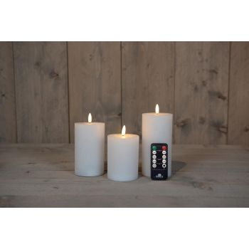 Anna's Collection LED Candle 3D Flame Rustic Set 7.5 cm White 3 Pieces