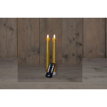 Collezione di candele da cena a LED di Anna 3D fiamma rustica 23 cm oro 2 pezzi