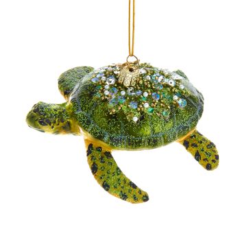 Kurt S. Adler glass Christmas ornament turtle 10cm green