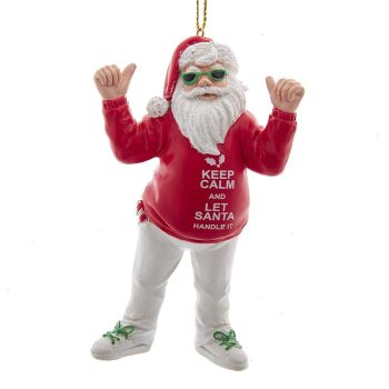 Kurt S. Adler plastic Christmas ornament Santa 'keep calm' 10cm red, white