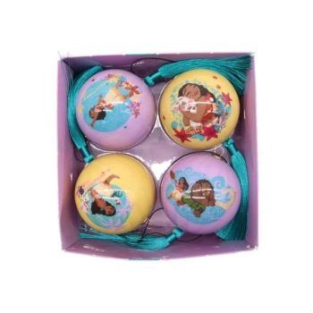 Kurt S. Adler kunststof kerstbal Disney Vaiana 7.5cm multi 4 stuks