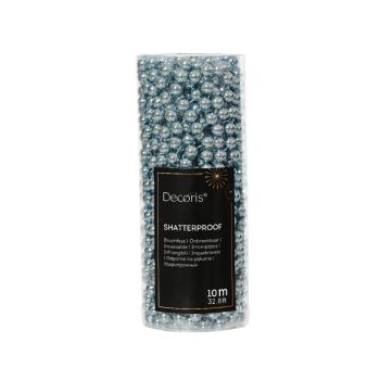 Decoris plastic Christmas garland beads 10m ice blue