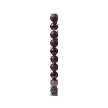 Decoris plastic Christmas bauble 6cm dark mauve 10 pieces