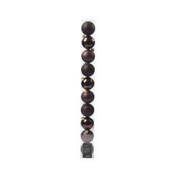 Decoris plastic Christmas bauble 6cm black truffle 10 pieces