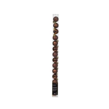 Decoris plastic Christmas bauble 3cm espresso 14 pieces