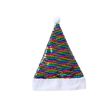 Decoris Weihnachtsmütze Regenbogen 42cm multi