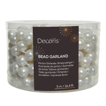 Decoris plastic Christmas garland beads xl 5m winter white