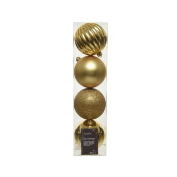 Decoris plastic christmas baubles gold 4 pieces