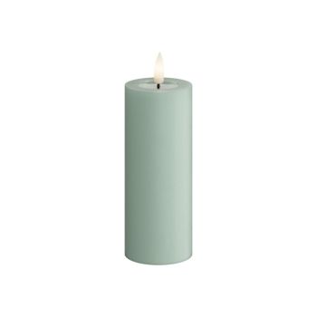 Candela a LED Deluxe Homeart fiamma reale 5x10cm verde salvia