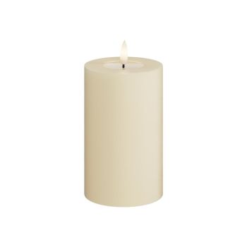 Deluxe Homeart LED candle real flame 7.5x12.5cm cream