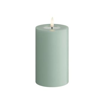 Deluxe Homeart LED candle real flame 7.5x12.5cm sage green