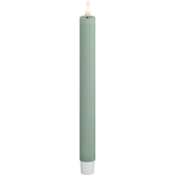 Bougie de dîner à LED Deluxe Homeart à flamme réelle 2,2x24cm vert sauge