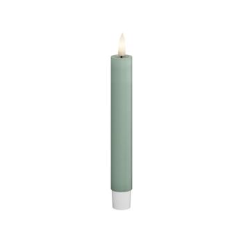 Candela da cena a LED Deluxe Homeart con fiamma reale 2.2x15cm verde salvia