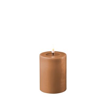 Deluxe Homeart LED candle real flame 7.5x10cm caramel