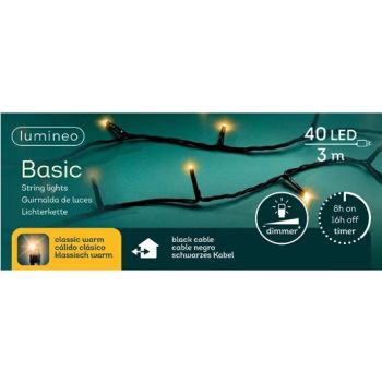 Lumineo Christmas tree lights 3 meters 40LED classic warm outside