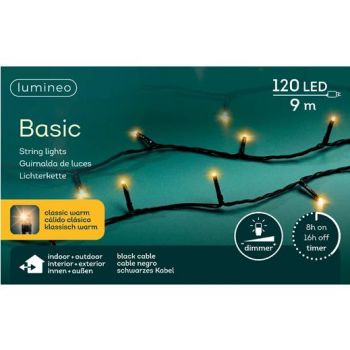 Lumineo Christmas tree lights 9 meters 120LED classic warm outside