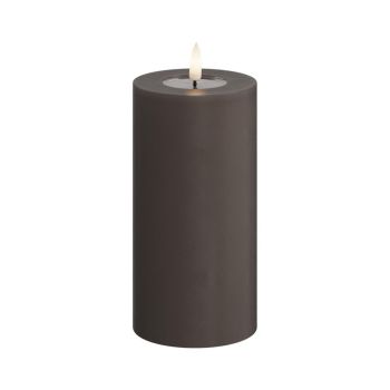 Deluxe Homeart LED candle real flame 7.5x15cm mocca