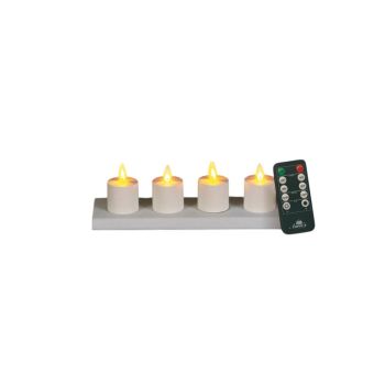 Collection de bougies LED rechargeables avec effet de flamme, y compris une station de recharge, 5cm blanc 4 pièces