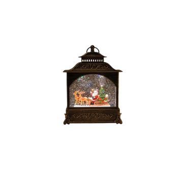 Battery-Powered Christmas Lights Lantern Santa in Glitter Water LED Warm White 22x8x29 cm 3xAA