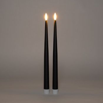 La collection de bougies LED gothiques d'Anna 3D flamme 30 cm noir 2 pièces.