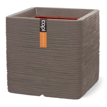 Capi nature rib nl kunststof plantenbak 30x30x30 cm warme taupe