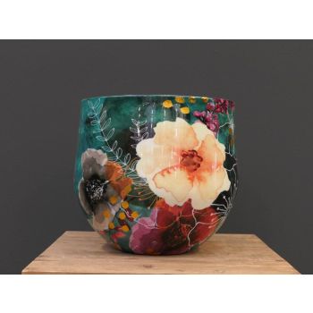 TS Collection bloempot blooming metaal 28x25cm smaragd