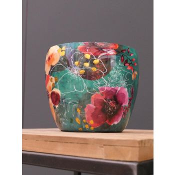 TS Collection bloempot blooming metaal 17x15cm smaragd