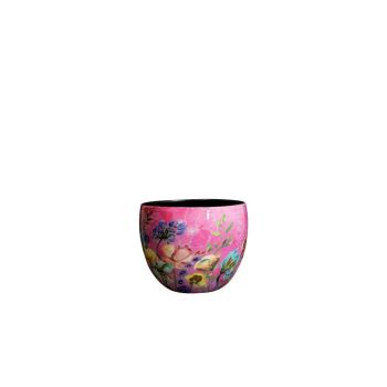 TS Collection bloempot fiesta metaal 15x12cm fuchsia