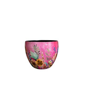 TS Collection bloempot fiesta metaal 21x16cm fuchsia