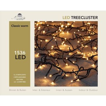 LED-Weihnachtsbeleuchtung Treecluster 1536 Lämpchen klassisch warm 2000 cm