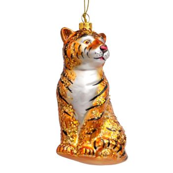 Vondels glass Christmas Ornament Tiger 12cm Orange