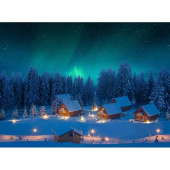 My Village Background Canvas LED Northern Lights 76x56 cm