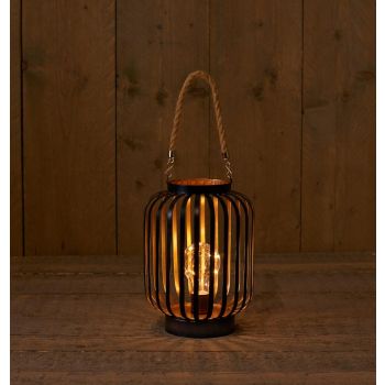 Battery powered LED Lantern black+ lamp copper wire 22 cm