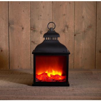 Battery powered LED Fireplace black 25x15x42.5 cm