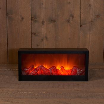 Battery-powered LED Fireplace black 45x20x10 cm