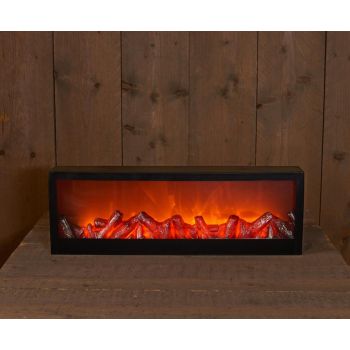 Battery operated LED Fireplace black 60x20x10 cm