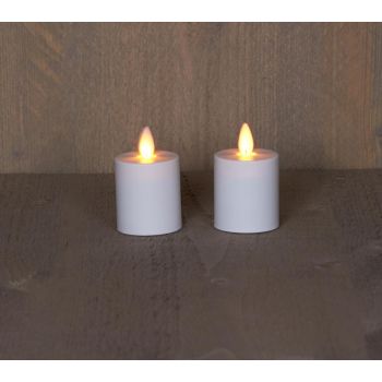 Colección de velas LED votivas de Anna con efecto de llama rústica, juego de 8x4.5cm blanco, 2 unidades.