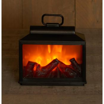 Battery operated Fireplace black with timer 18x19x16 cm