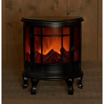 Battery powered Fireplace black with timer 30x16x35 cm