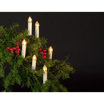 Weihnachtsbeleuchtung 50 LED klassische Kerze extra warm weiß 12,5 Meter